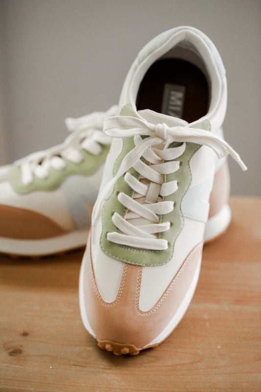mia sneakers color block green blue spring lace-up