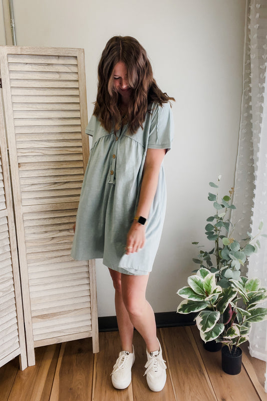 Raw Hem Button Dress