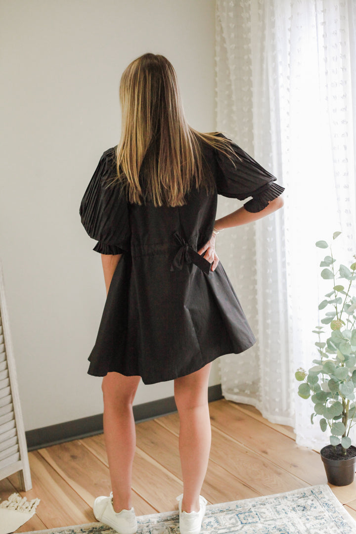 Pleated Sleeve Dress