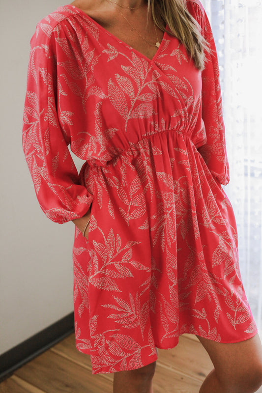 Leaf Print Woven Dress