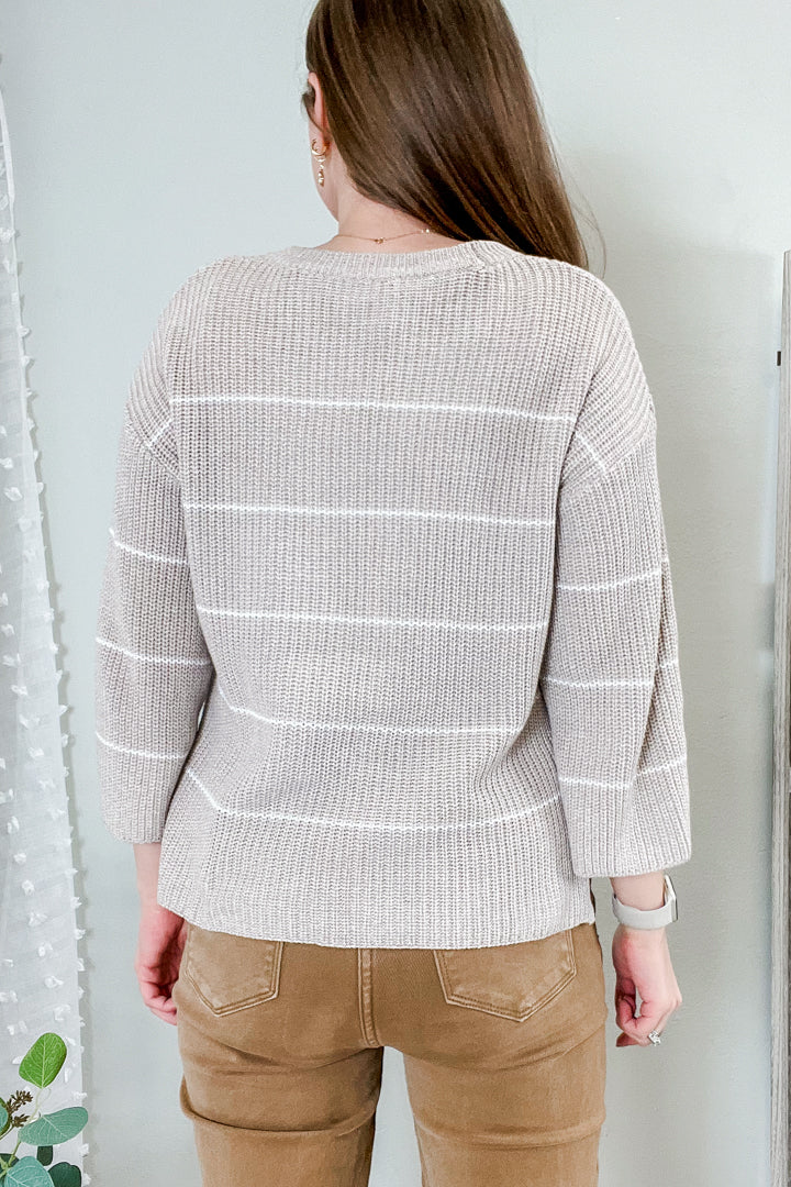 Striped Side Slit Sweater