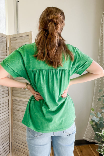 Raw Hem V-Neck Top