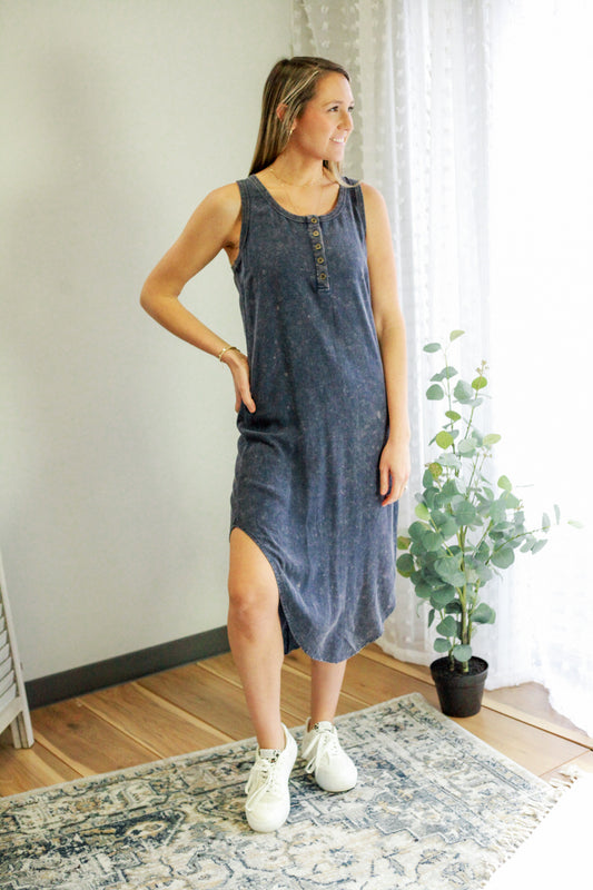 Mineral Wash Midi Dress