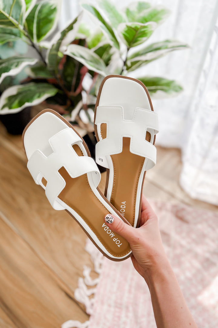 white H sandals dupe square toe