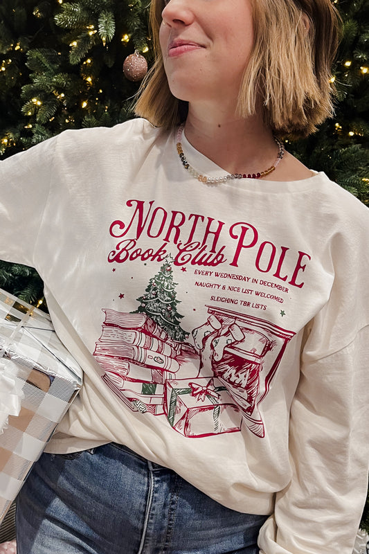 womens north pol book club graphic long sleeve