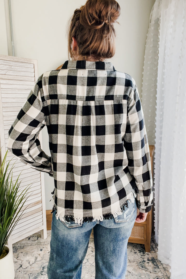 Frayed Plaid Top