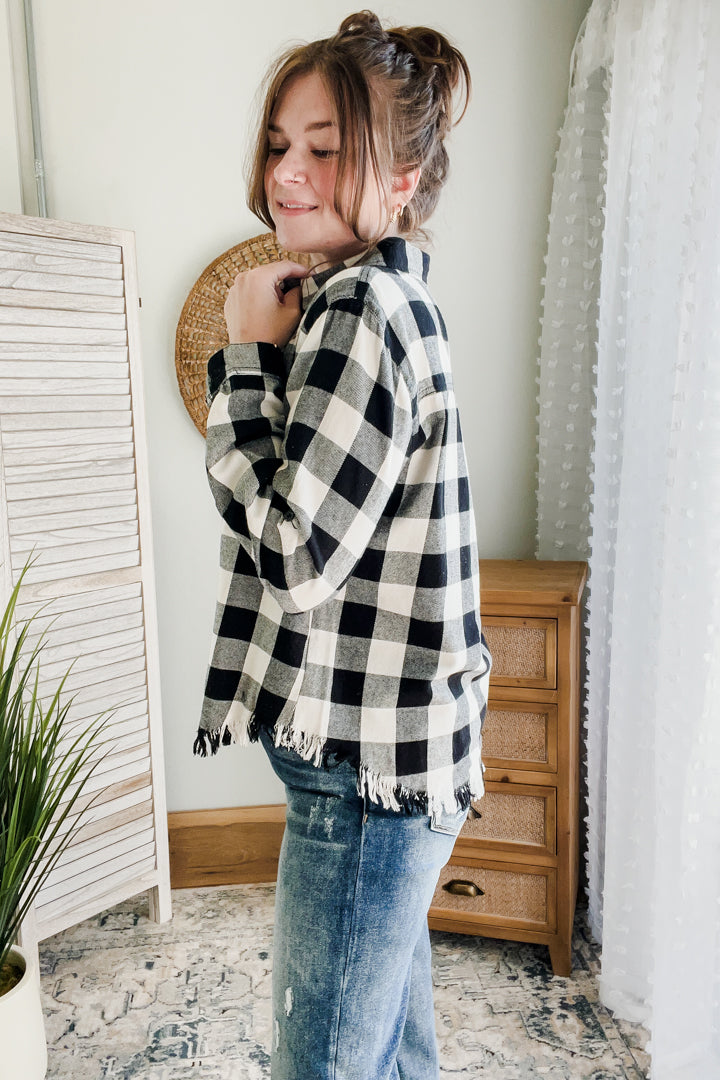 Frayed Plaid Top