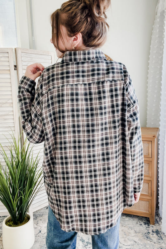 Oversized Plaid Button Up