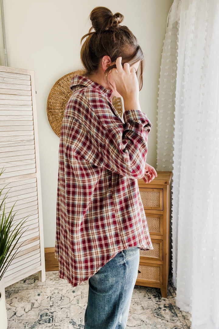 Oversized Plaid Button Up