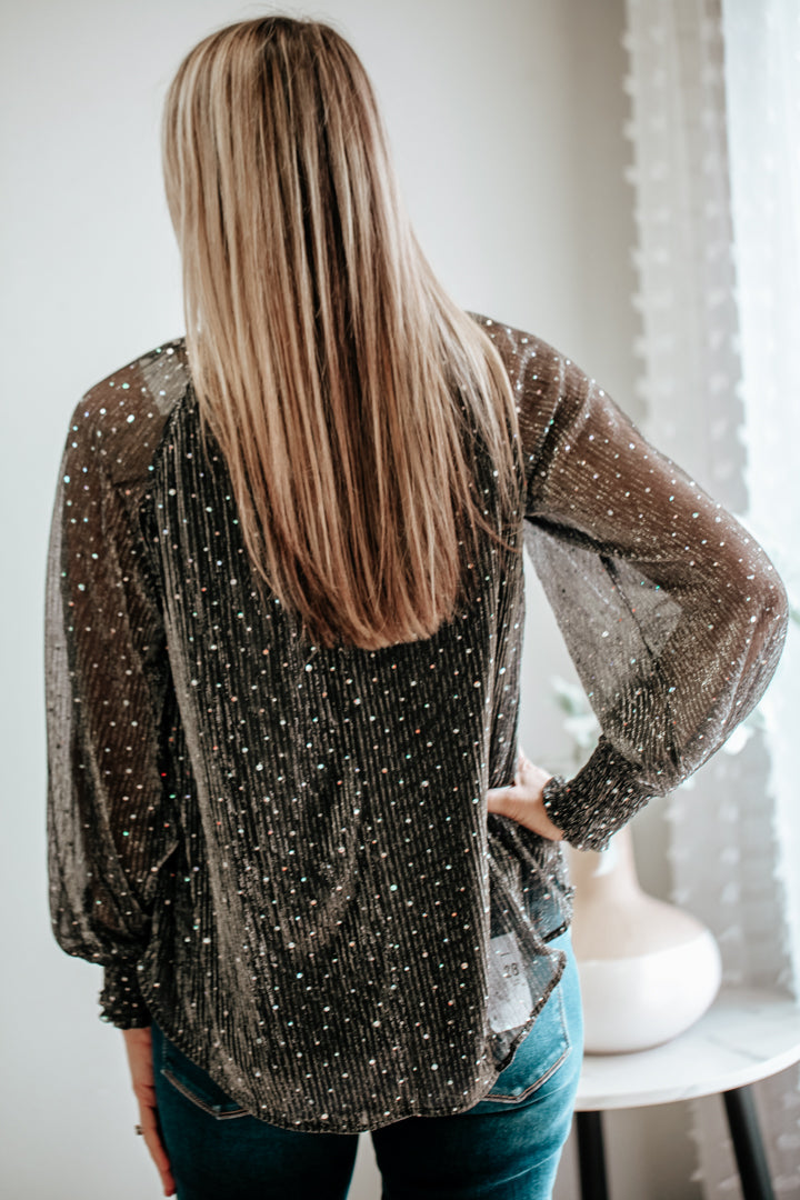 Pleated Shimmer Top