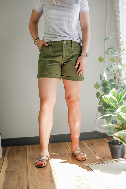 womens canvas olive green utility short JAG jeans