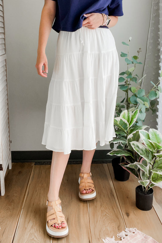 womens white tiered lined tie waist skirt summer spring