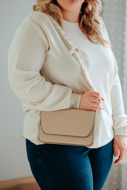 box cross body embroidered strap purse beige 