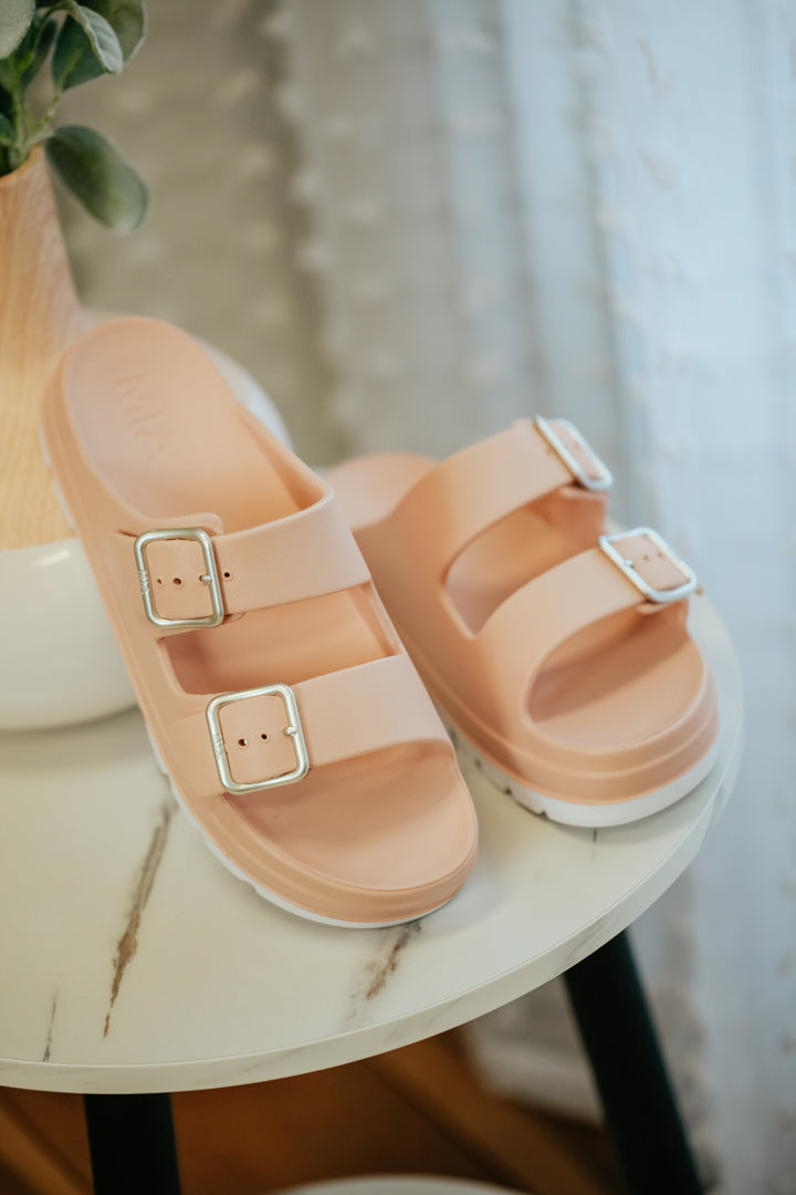 womens platform buckle sandals slip on pink spring summer mia shoes