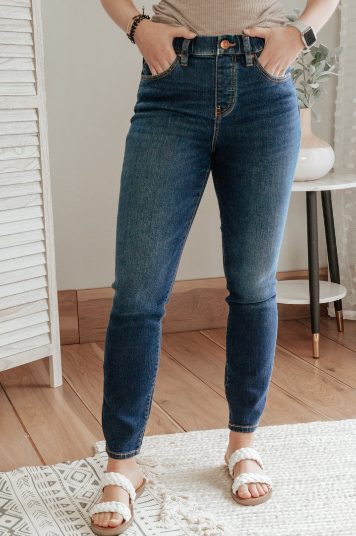 Womens JAG jeans dark wash pull-on waist skinny