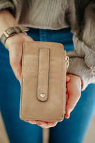 slim snap and zip card wallet mocha tan jen & co