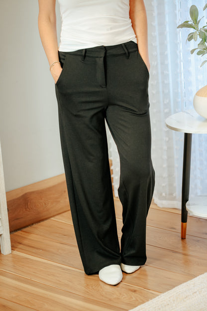 black wide leg high rise womens dress pant trouser