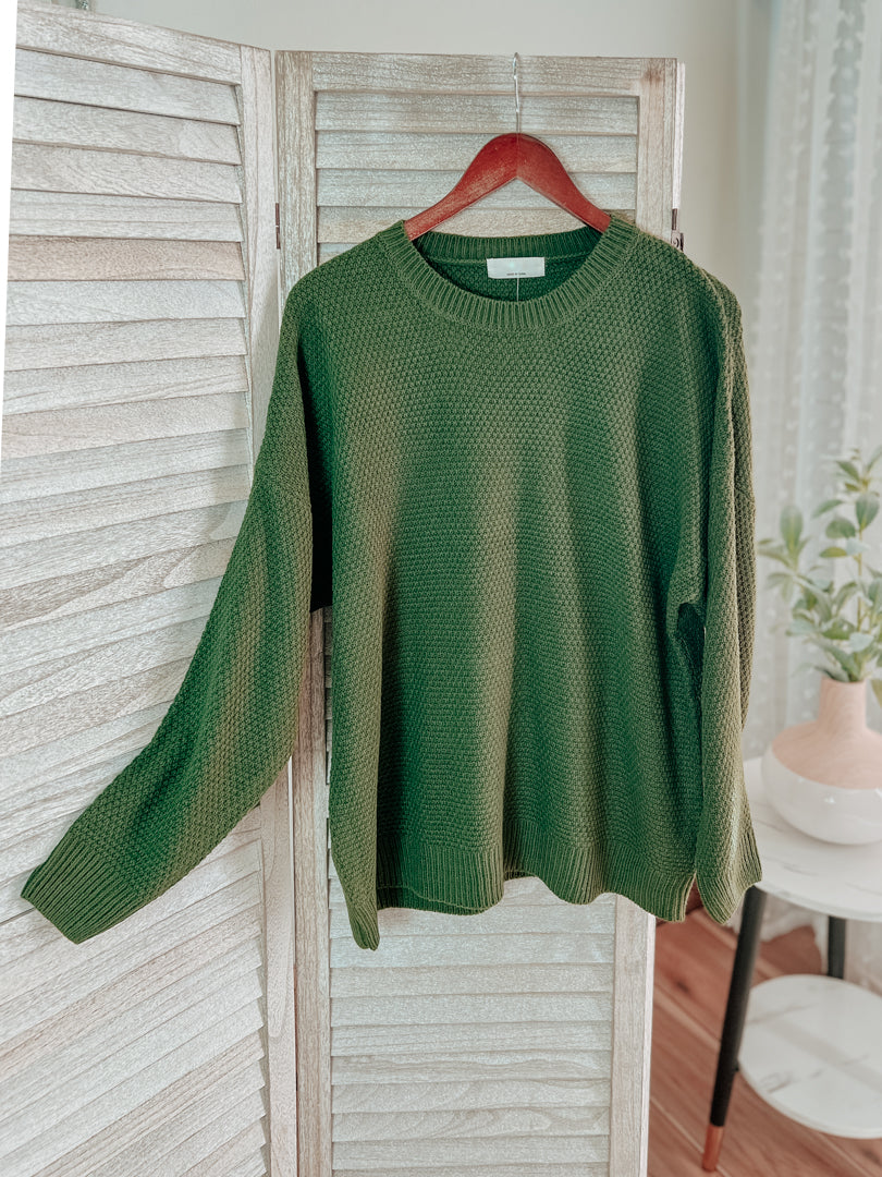 plus size womens army green christmas waffle knit sweater